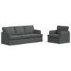 vidaXL Soffset 2 pcs M&ouml;rkgr&aring; 201 x 80 x 85 cm tyg
