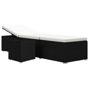 vidaXL Sols&auml;ng med dyna & bord konstrotting svart
