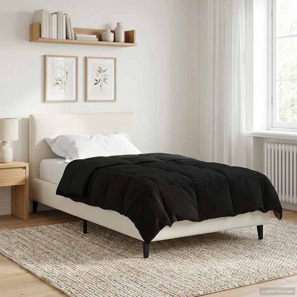 vidaXL Full &Aring;rs-Duvet Quiltad Svart 135 x 220 cm Mikrofiber