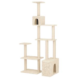 vidaXL Katttr&auml;d med sisal kl&ouml;spelare Gr&auml;ddvit 177,5 cm