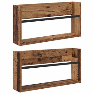 vidaXL Tidningshylla 2 pcs Gammalt tr&auml; 60 x 12 x 30 cm Konstruerat tr&auml;