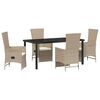 vidaXL Tr&auml;dg&aring;rdsm&ouml;belset med kudde 5 pcs Beige konstrotting