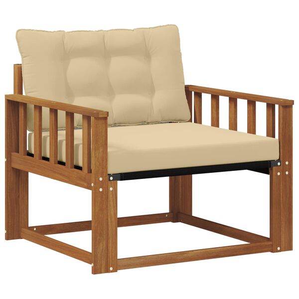 vidaXL Utomhussoffset Massivt Akaciatr&auml; och Textilene Naturf&auml;rg