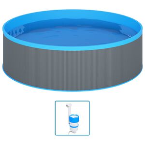 vidaXL Plaskpool med h&auml;ngande skimmer och pump 350x90 cm gr&aring;