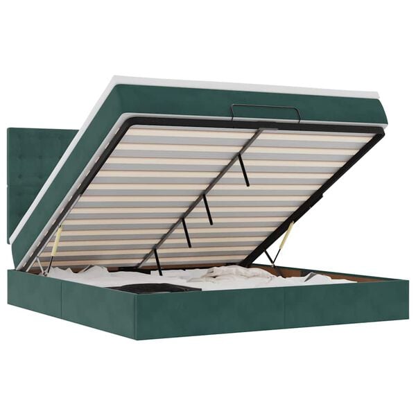 vidaXL Ottoman s&auml;ngram med madrasser m&ouml;rkgr&ouml;n 180x200 cm sammet