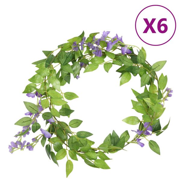 vidaXL Blomstergirlanger 6 st lila 200 cm
