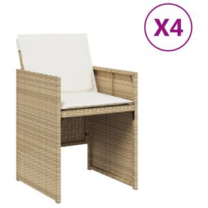 vidaXL Tr&auml;dg&aring;rdsstolar med dynor 4 st beige konstrotting