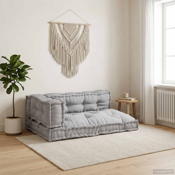 vidaXL Pallettsoffa Kudde 3 pcs Gr&aring; 120 x 80 x 38 cm tyg