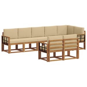 vidaXL Utomhussoffset med kudde 8 pcs Naturlig och Beige
