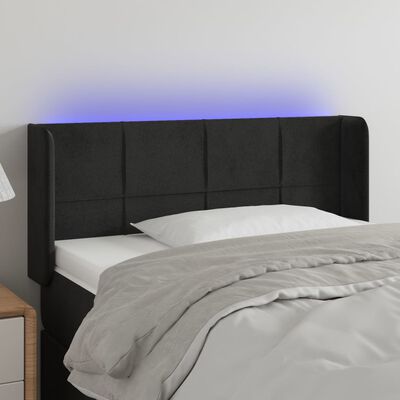 vidaXL Sänggavel LED svart 83x16x78/88 cm sammet