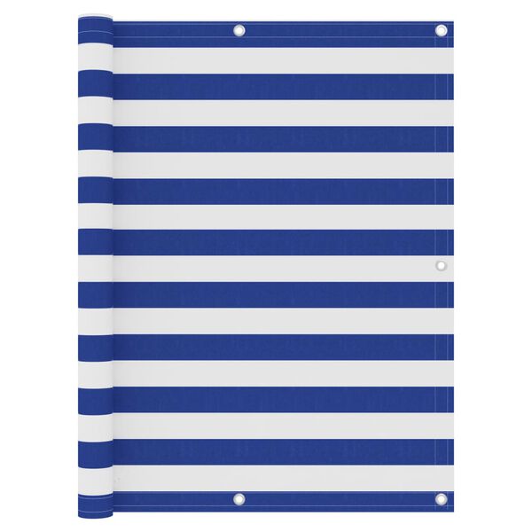 vidaXL Balkongskärm vit och blå 120x600 cm oxfordtyg