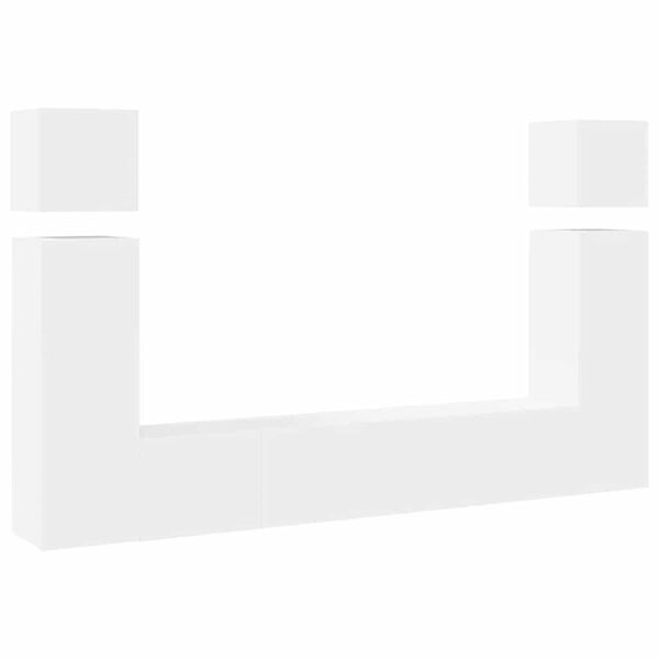 vidaXL Tv-skåp 8 delar vit konstruerat trä