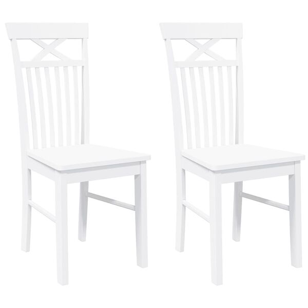 vidaXL Matstolar 2 st vitt massivt trä gummi