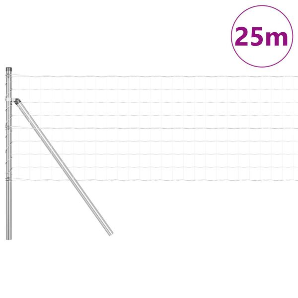 vidaXL St&auml;ngsel med stolpe Silver 0,6 x 25 m St&aring;l och PVC