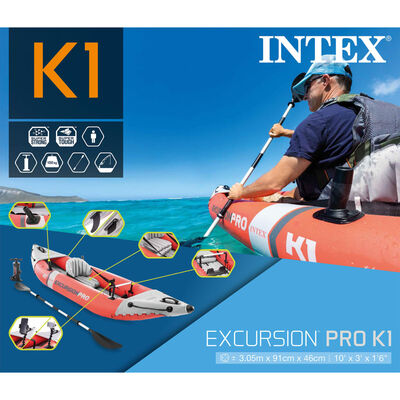 Intex Uppblåsbar kajak Excursion Pro K1 305x91x46 cm