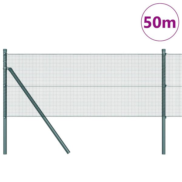 vidaXL St&auml;ngselstolpe Gr&ouml;n 50 x 0,8 m (12 x 12 mm n&auml;t) St&aring;l och PVC