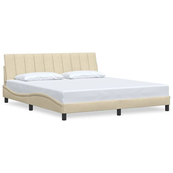 vidaXL Bed Frame without Mattress "Hanko" Cream 180x200 cm Fabric