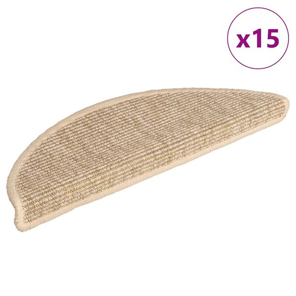 vidaXL Trappmattor 15 st 56x17x3 cm ljusbeige halvrunda
