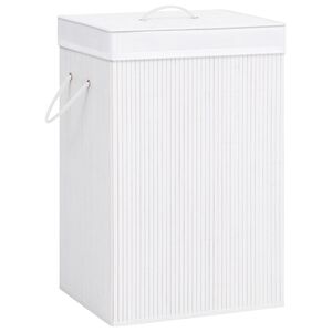 vidaXL Tv&auml;ttkorg bambu med 1 sektion vit