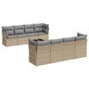 vidaXL Soffgrupp f&ouml;r tr&auml;dg&aring;rden med dynor 9 delar beige konstrotting
