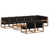 vidaXL Utomhussoffset med kudde 9 pcs Naturlig och svart