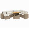 vidaXL Soffgrupp f&ouml;r tr&auml;dg&aring;rden med dynor 9 delar beige konstrotting