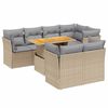 vidaXL Matgrupp f&ouml;r tr&auml;dg&aring;rden med dynor 8 delar beige konstrotting