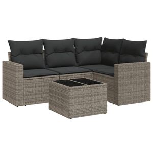 vidaXL Loungegrupp f&ouml;r tr&auml;dg&aring;rden med dynor 5 delar konstrotting gr&aring;