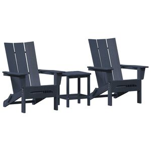 vidaXL Tr&auml;dg&aring;rd Stol 3 pcs Marinbl&aring; 80,5 x 74,5 x 92 cm polyeten