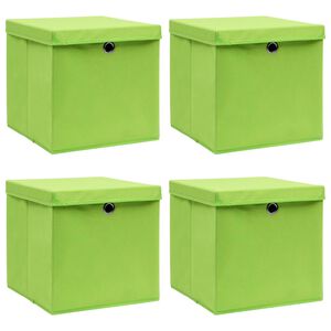 vidaXL F&ouml;rvaringsl&aring;dor med lock 4 st gr&ouml;n 32x32x32 cm tyg