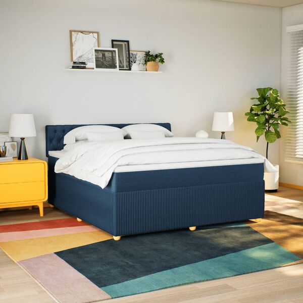 vidaXL Rams&auml;ng med madrass bl&aring; 180x200 cm tyg