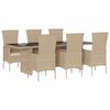 vidaXL Matgrupp f&ouml;r tr&auml;dg&aring;rden med dynor 7 delar beige konstrotting
