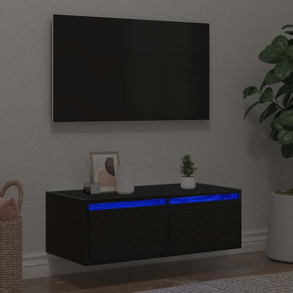 vidaXL Tv-b&auml;nk med LED-belysning svart 75x35,5x25 cm