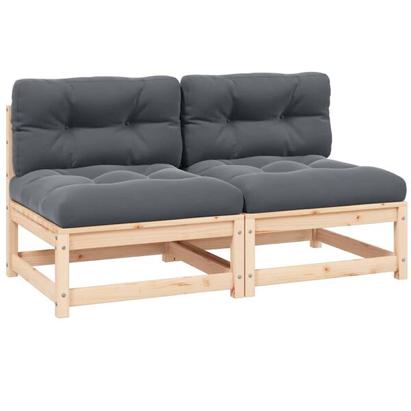 vidaXL Mittensoffor 2 st med dynor massiv furu