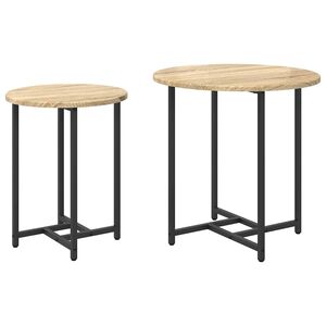 vidaXL Sidobordsset 2 pcs Sonoma Ek och Svart
