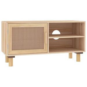 vidaXL Tv-b&auml;nk Brun 80x30x40 cm massiv furu och naturlig rotting