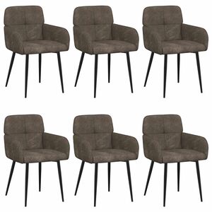 vidaXL Matstolar 6 st Faux Mockal&auml;der M&ouml;rkgr&aring; 59 x 56,5 x 85 cm