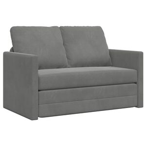 vidaXL Golvb&auml;ddsoffa 2-i-1 m&ouml;rkgr&aring; 122x204x55 cm sammet