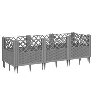 vidaXL Odlingsl&aring;da med piggar ljusgr&aring; 123,5x43,5x43,5 cm PP