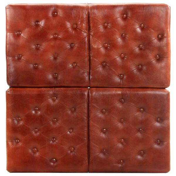 vidaXL Sittpuff m&ouml;rkbrun 80x80x43 cm &auml;kta skinn