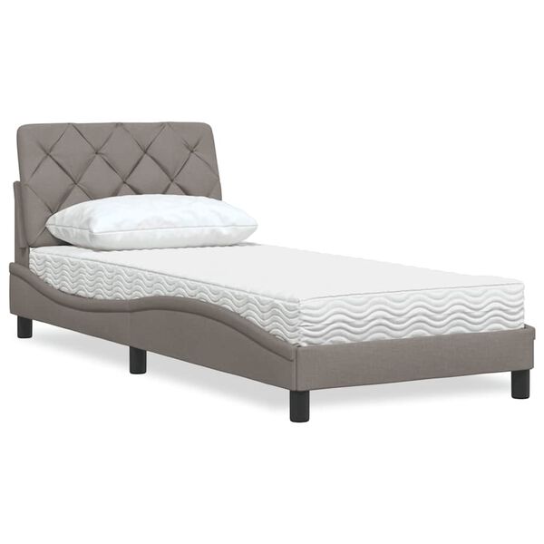 vidaXL Bed with Mattress Taupe 90x200 cm Fabric
