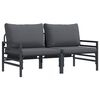 vidaXL Utomhus M&ouml;bler med kudde 2 Stycke Antracit 80 x 80 x 71 cm St&aring;l
