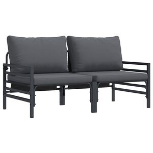 vidaXL Utomhus M&ouml;bler med kudde 2 Stycke Antracit 80 x 80 x 71 cm St&aring;l