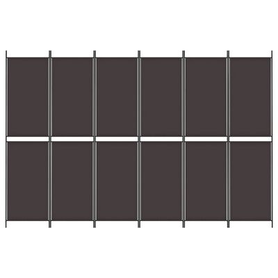 vidaXL Rumsavdelare 6 paneler brun 300x200 cm tyg