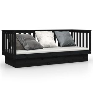 vidaXL Dagb&auml;dd svart 90x190 cm massiv furu