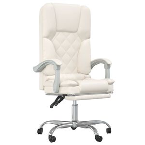 vidaXL Kontorsstol med massage gr&auml;ddvit konstl&auml;der