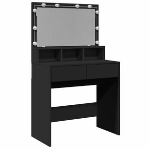 vidaXL Sminkbord med LED svart 80x41x134,5 cm