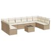 vidaXL Loungegrupp f&ouml;r tr&auml;dg&aring;rden m. dynor 11 delar beige konstrotting