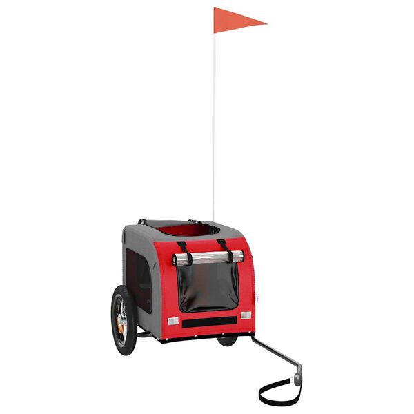 vidaXL Cykelvagn för djur röd och grå oxfordtyg och järn