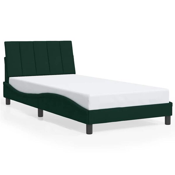 vidaXL Bed Frame without Mattress "Hanko" Dark Green 100x200 cm Velvet